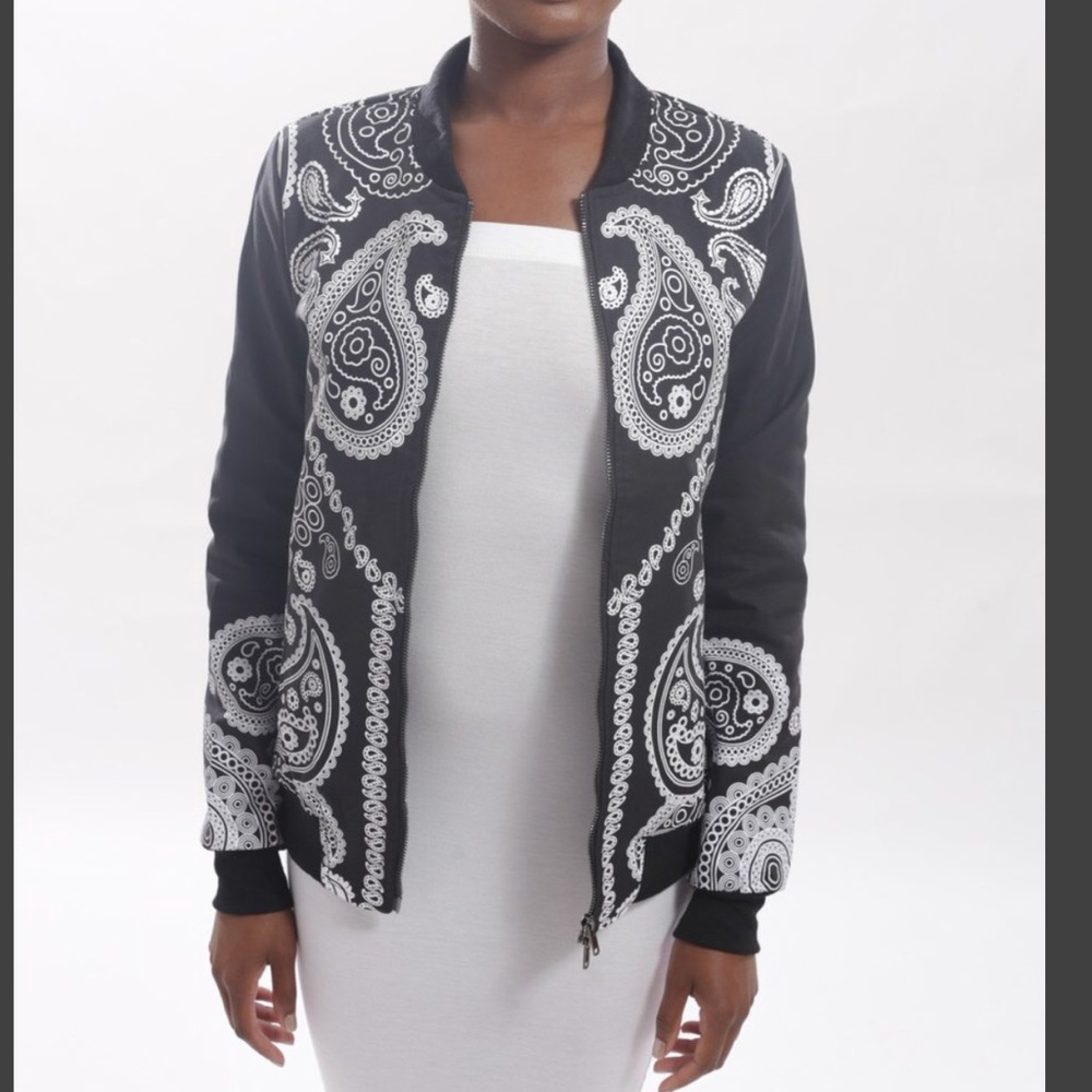 Bandana Printed Bomber Jacket